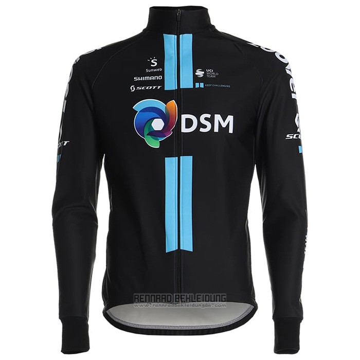 2021 Fahrradbekleidung DSM Shwarz Blau Trikot Langarm und Tragerhose